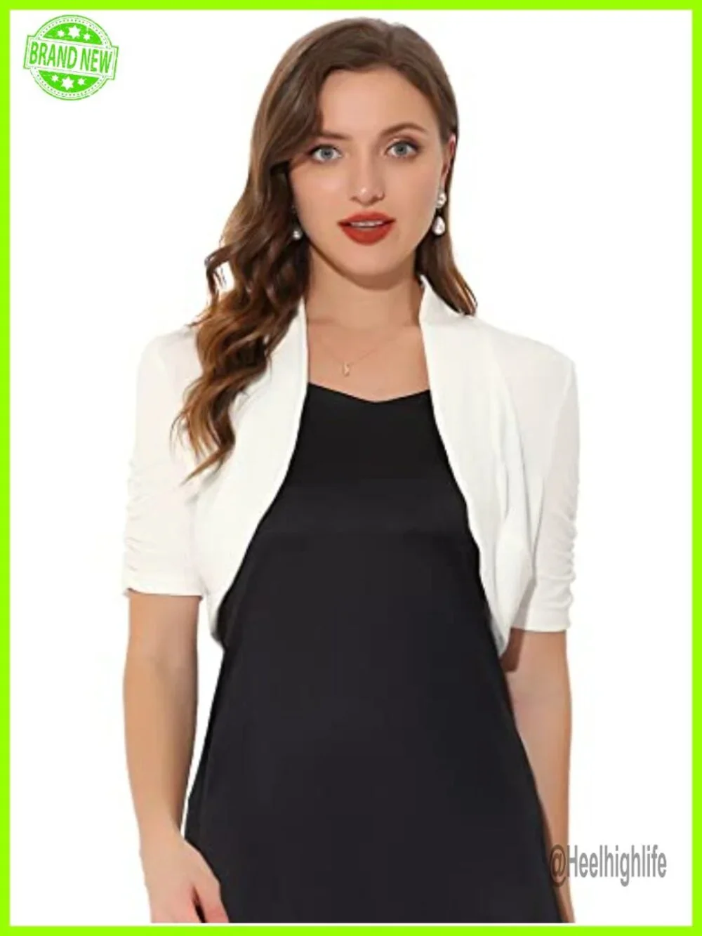 Short Sleeve Ruched Shrug Open Front Cropped Bolero Cardigan
